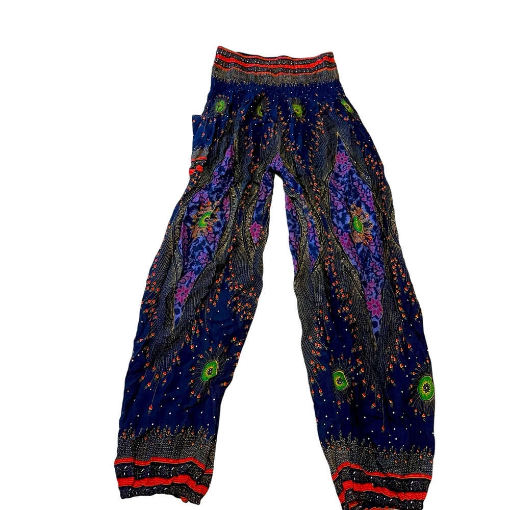 💙Harem BOHO Navy and Red Pants one pocket.
